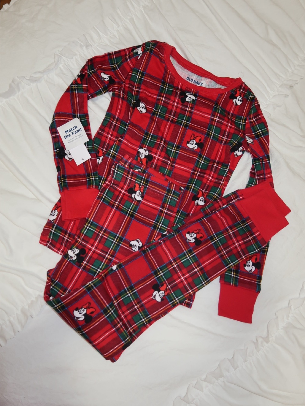 Old Navy Red Plaid Minnie Mouse Pajama Set